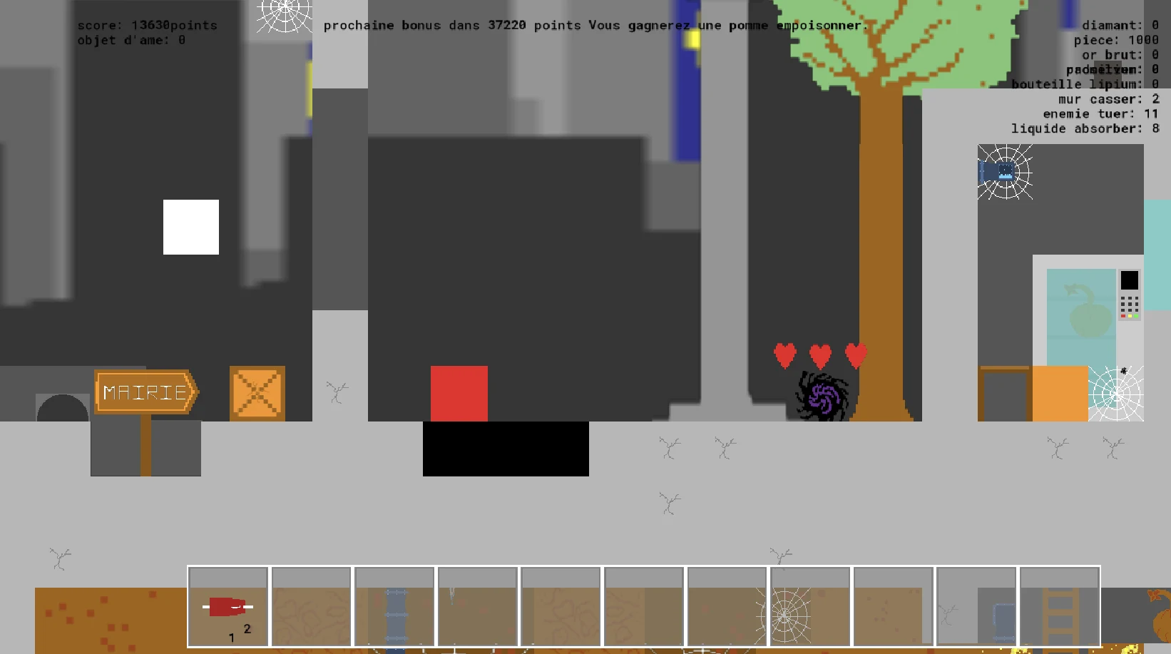 Le trou noir vivant au pied d’un arbre dans une zone urbaine du jeu Espilègle